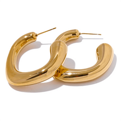 Modern Chunky Oval Hoop Earrings