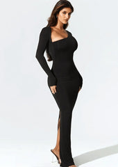 One-Shoulder Long Sleeve Maxi Dress