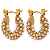 Pearl Cascade Hoop Earrings
