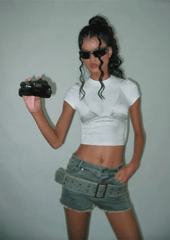 Printed White Crop Top