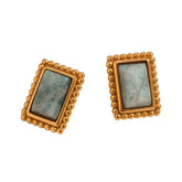 Rectangular Stone Frame Earrings