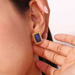 Rectangular Stone Frame Earrings