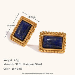 Rectangular Stone Frame Earrings