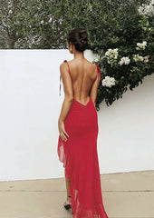 Red Cut-Out Maxi Dress