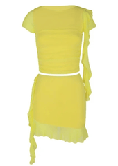 Ruched Ruffle Matching Set