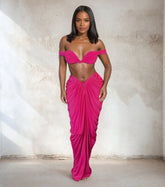Ruched Women's Off Shoulder skirt set