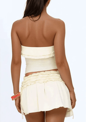 Ruffled Strapless Two-Piece Set