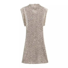 Sequined Short-Sleeved Mini Dress