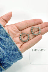 Silver Beaded Hoop Earrings
