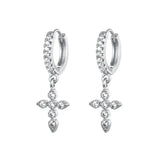 Silver Cross Hoop Earrings