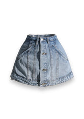 Spliced Zipper Denim Shorts