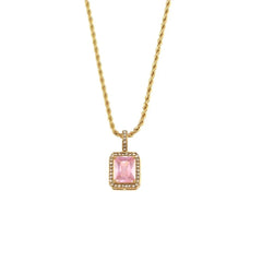 Square Gemstone Necklace