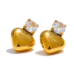 Steel Heart Stud Earrings