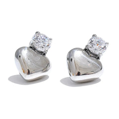 Steel Heart Stud Earrings