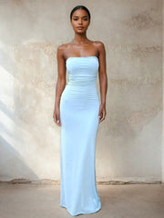 Strapless Lace-up Maxi Dress