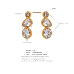 Triple Crystal Gold Drop Earrings