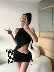 Two-Piece Asymmetric Top and Skirt