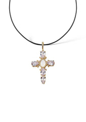 Virgin Cross Black Rope Necklace