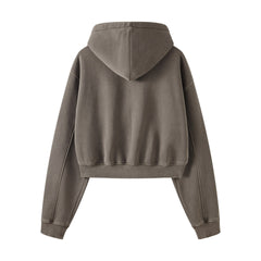 Washed Color Hooded Cardigan Sweater