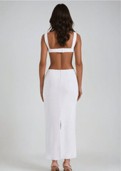 White Sequin Maxi Dress