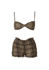 Leopard Print Ruffle Shorts Set