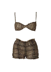 Leopard Print Ruffle Shorts Set