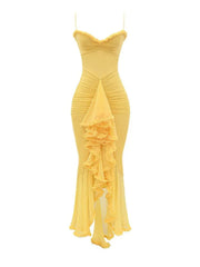 Yellow Dress with a Sweetheart Neckline