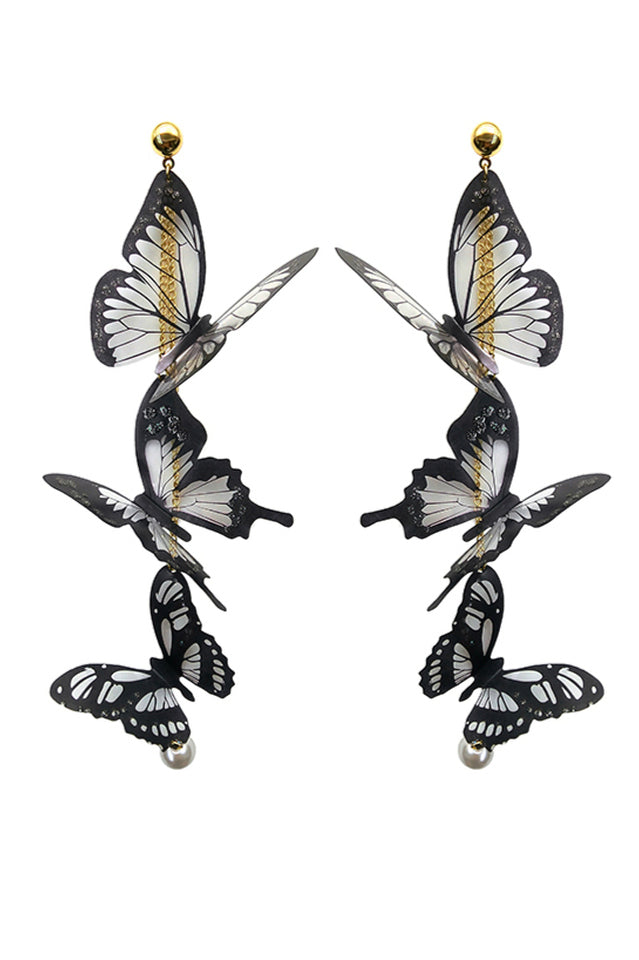 Butterfly Pendant Long Earrings