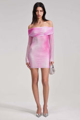 Crystal Gradient Off Shoulder Dress