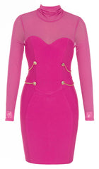 Crew Neck Bodycon Bandage Mini Dress In Wine