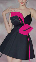 Rose Red Flower Strap Corset Mini Dress