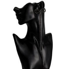 Rhinestone Bow Long Chain Earrings