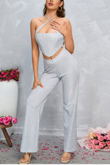 Crop Metallic Cami Top + Pants Set
