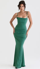 Forest Corset Maxi Dress