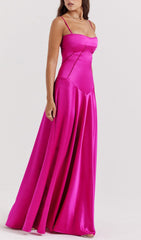 FUCHSIA Lace UP Maxi Dress