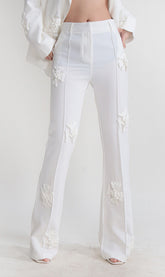 Stereo Flower MID-RISE JEANS In White