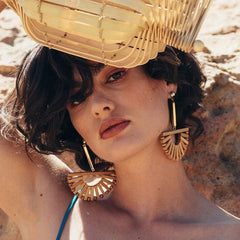 Wood Cutout Scalloped Earrings