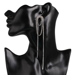 Silver Diamond Tassel Earrings