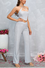 Crop Metallic Cami Top + Pants Set