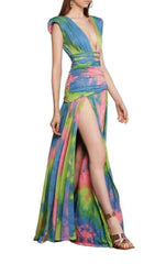 MIXED FLORA Sleeveless Maxi Dress