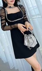 Diamond SquAre Neck Mini Dress In Black