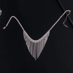 Silver Rhinestone Tassels NeckLace
