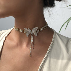 Gold Diamond Butterfly Choker