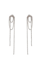 Silver Diamond Tassel Earrings