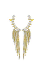 Gold Rhinestone Tassel Geometric Earrings