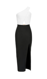 Bandage One-Shoulder Thigh Slit Dress In White