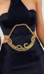 Halter Chain Maxi Dress In Black
