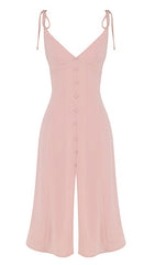 Blush V-Neck Midi Dress