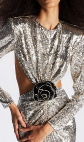 SequinN Cutout Maxi Dress In Metallic