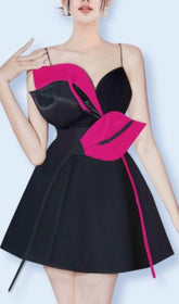 Rose Red Flower Strap Corset Mini Dress